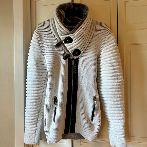 NWT Leif Nelson Men's Texture Knit Sweater w/ Faux Fur